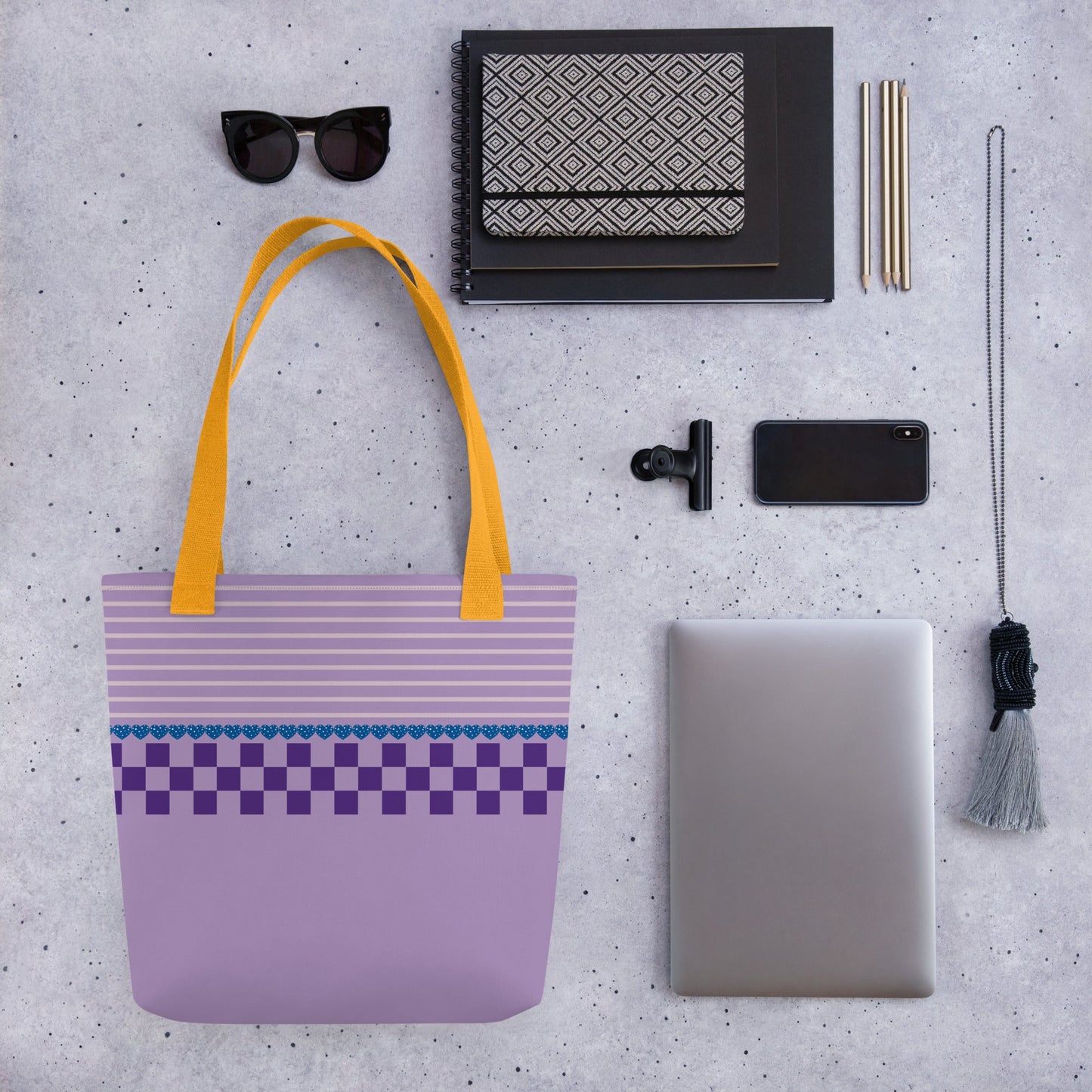 Purple Checkerboard Tote bag - JOYTOWNE LLC