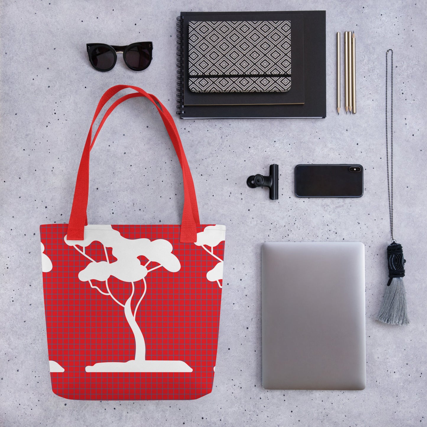 White Tree in Red Tote bag - JOYTOWNE LLC